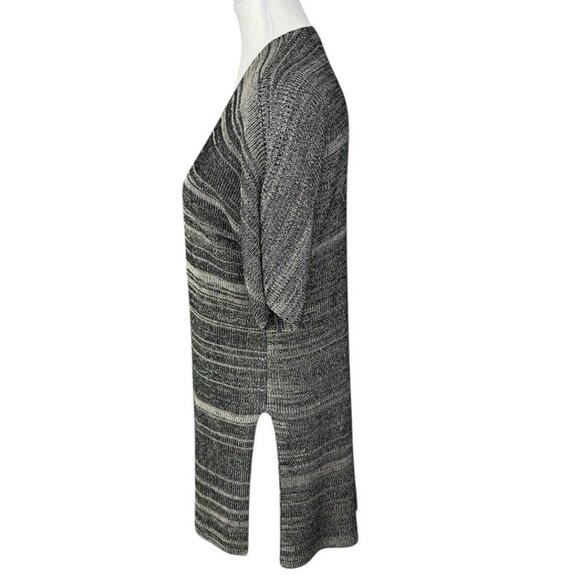 Eileen Fisher Women’s Black Tan Open Front Long Cardigan Sweater XXS/XS/C35.25 - Picture 3 of 13